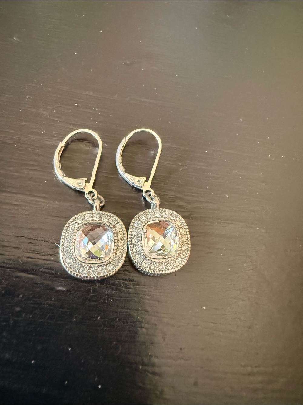Lia Sophia Silver-Tone Halo Drop Earrings with Clear Stone - Picture 2 of 2